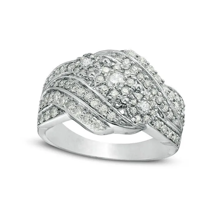 Rings Goldia 10 CT TW Composite Natural Diamond Three Stone Swirl Bypass Ring in Sterling Silver Rings Goldia 10 CT TW Composite Natural Diamond Three Stone Swirl Bypass Ring in Sterling Silver