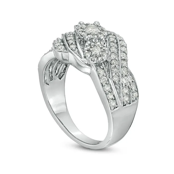 Rings Goldia 10 CT TW Composite Natural Diamond Three Stone Swirl Bypass Ring in Sterling Silver Rings Goldia 10 CT TW Composite Natural Diamond Three Stone Swirl Bypass Ring in Sterling Silver