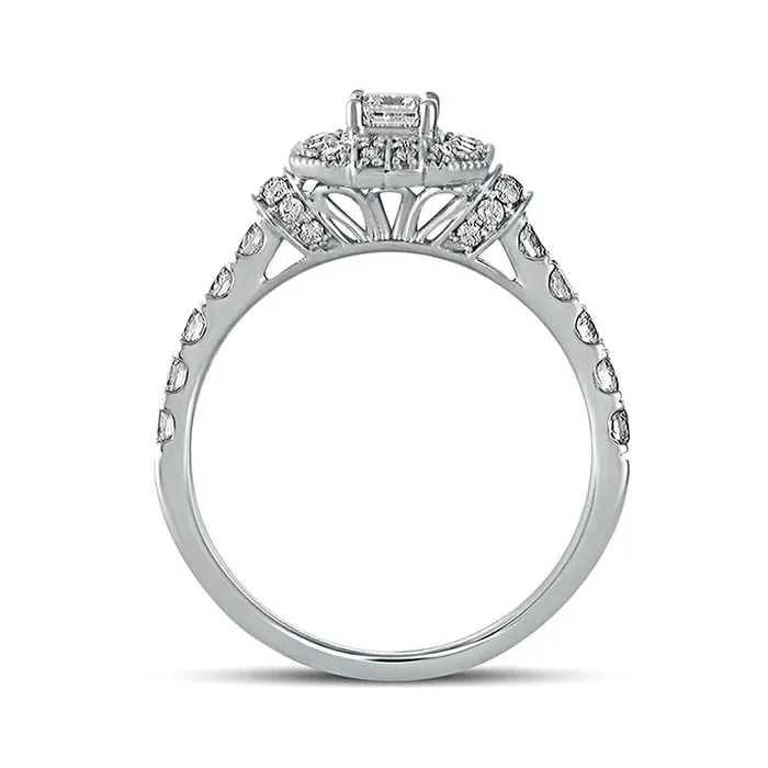 Rings Goldia 10 CT TW EmeraldCut Natural Diamond Octagonal Frame Engagement Ring in Solid 14K White Gold Rings Goldia 10 CT TW EmeraldCut Natural Diamond Octagonal Frame Engagement Ring in Solid 14K White Gold