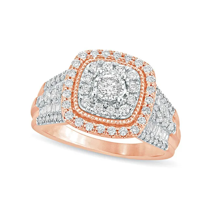 Rings Goldia 10 CT TW Natural Diamond Cushion Frame Antique VintageStyle Engagement Ring in Solid 10K Rose Gold