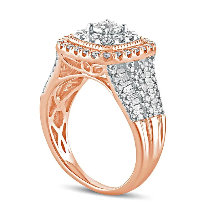 Rings Goldia 10 CT TW Natural Diamond Cushion Frame Antique VintageStyle Engagement Ring in Solid 10K Rose Gold Rings Goldia 10 CT TW Natural Diamond Cushion Frame Antique VintageStyle Engagement Ring in Solid 10K Rose Gold