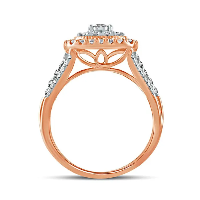 Rings Goldia 10 CT TW Natural Diamond Cushion Frame Antique VintageStyle Engagement Ring in Solid 10K Rose Gold Rings Goldia 10 CT TW Natural Diamond Cushion Frame Antique VintageStyle Engagement Ring in Solid 10K Rose Gold