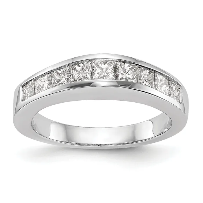 Rings Goldia 100ct CZ Solid Real 14k White Gold Wedding Wedding Band Ring Rings Goldia 100ct CZ Solid Real 14k White Gold Wedding Wedding Band Ring