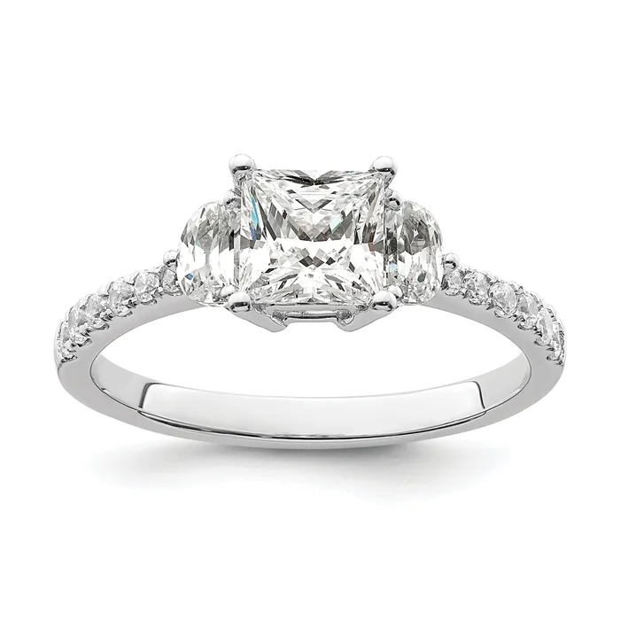 Rings Goldia 100ct CZ Solid Real 14k White Polish 3 Stone Half MoonPrincess Dia Ring Rings Goldia 100ct CZ Solid Real 14k White Polish 3 Stone Half MoonPrincess Dia Ring