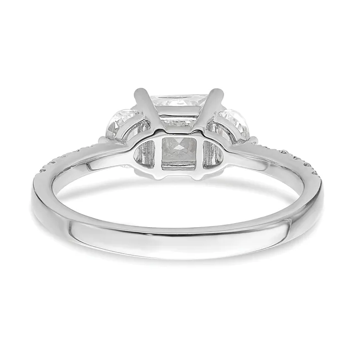Rings Goldia 100ct CZ Solid Real 14k White Polish 3 Stone Half MoonPrincess Dia Ring