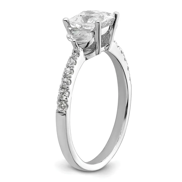 Rings Goldia 100ct CZ Solid Real 14k White Polish 3 Stone Half MoonPrincess Dia Ring