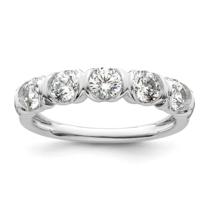 Rings Goldia 107ct CZ Solid Real 14K White Gold 5Stone Comp Wedding Wedding Band Ring Rings Goldia 107ct CZ Solid Real 14K White Gold 5Stone Comp Wedding Wedding Band Ring