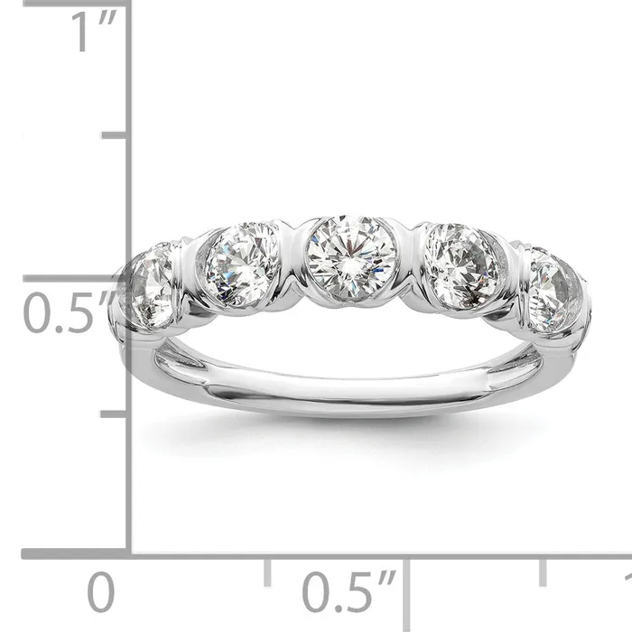 Rings Goldia 107ct CZ Solid Real 14K White Gold 5Stone Comp Wedding Wedding Band Ring