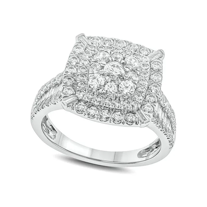 Rings Goldia 15 CT TW Composite Natural Diamond Double Square Frame Ring in Solid 10K White Gold Rings Goldia 15 CT TW Composite Natural Diamond Double Square Frame Ring in Solid 10K White Gold