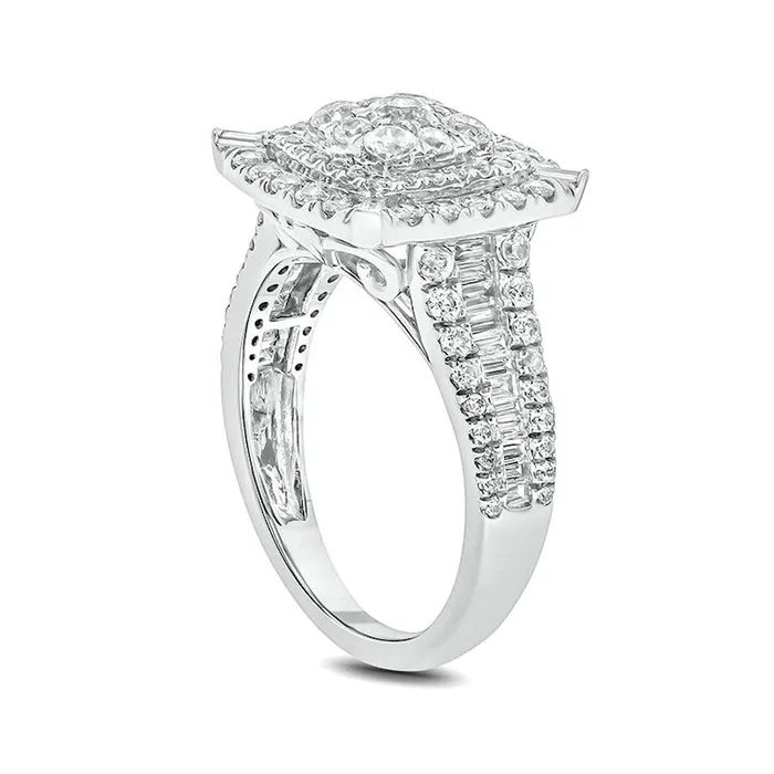 Rings Goldia 15 CT TW Composite Natural Diamond Double Square Frame Ring in Solid 10K White Gold Rings Goldia 15 CT TW Composite Natural Diamond Double Square Frame Ring in Solid 10K White Gold