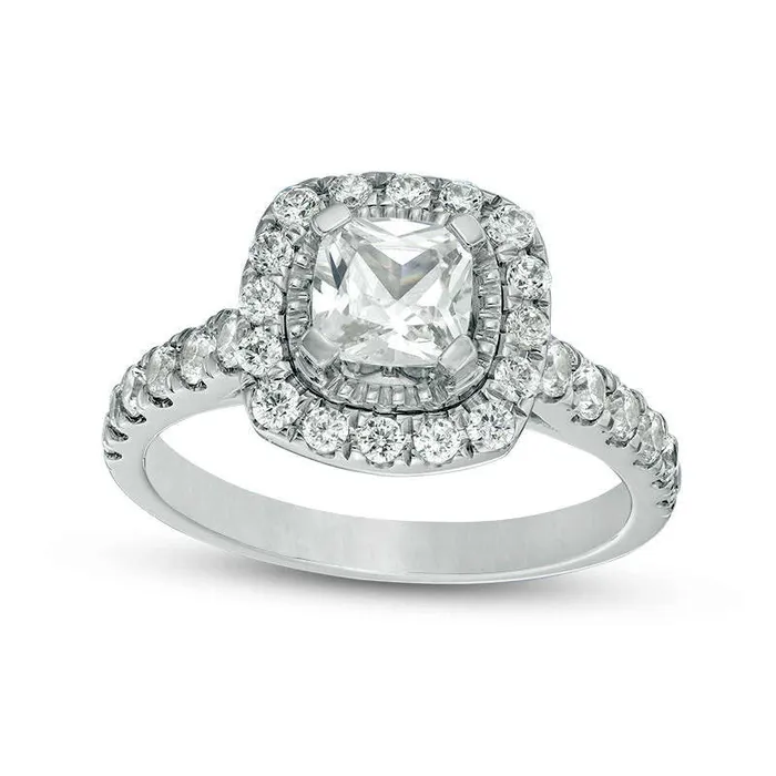 Rings Goldia 175 CT TW CushionCut Natural Diamond Frame Engagement Ring in Solid 14K White Gold Rings Goldia 175 CT TW CushionCut Natural Diamond Frame Engagement Ring in Solid 14K White Gold