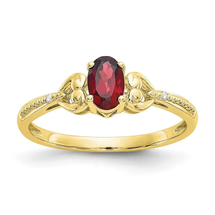 Rings Goldia 10K Yellow Gold Garnet and Real Diamond Ring