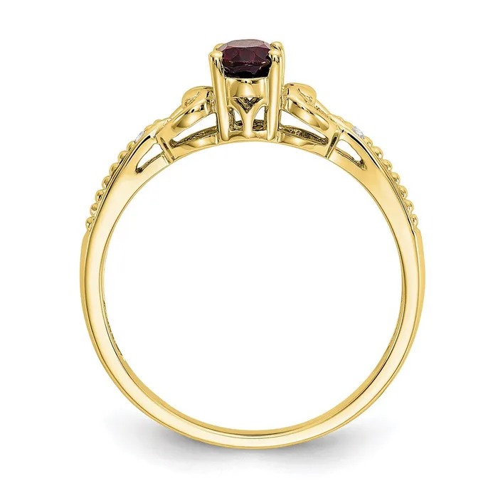 Rings Goldia 10K Yellow Gold Garnet and Real Diamond Ring