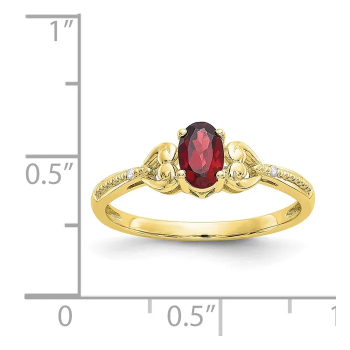 Rings Goldia 10K Yellow Gold Garnet and Real Diamond Ring