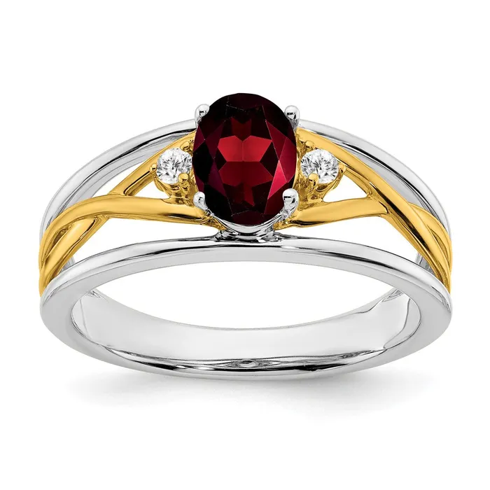 Rings Goldia 14k TwoTone Gold Garnet and Real Diamond Ring
