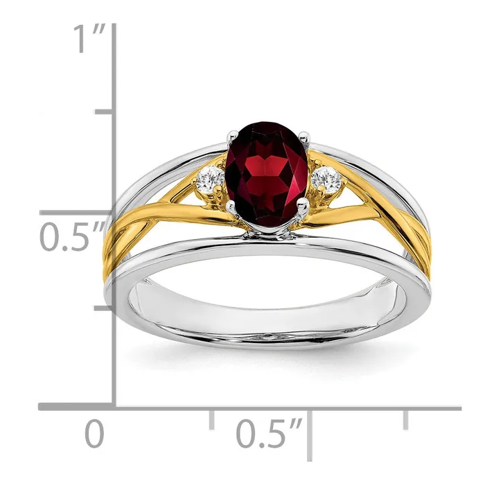 Rings Goldia 14k TwoTone Gold Garnet and Real Diamond Ring