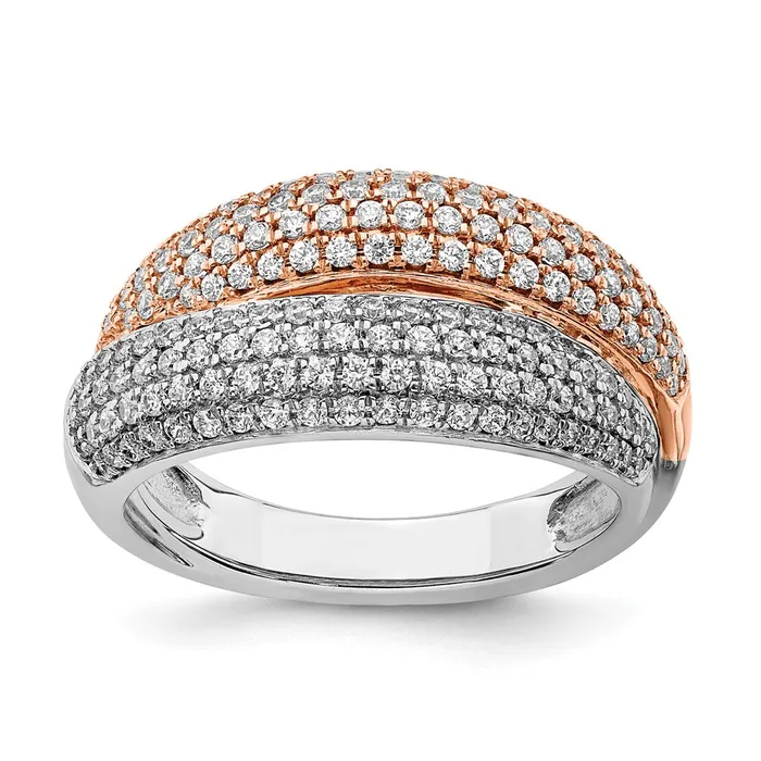 Rings Goldia 14k TwoTone Gold Polished Pave Real Diamond Ring