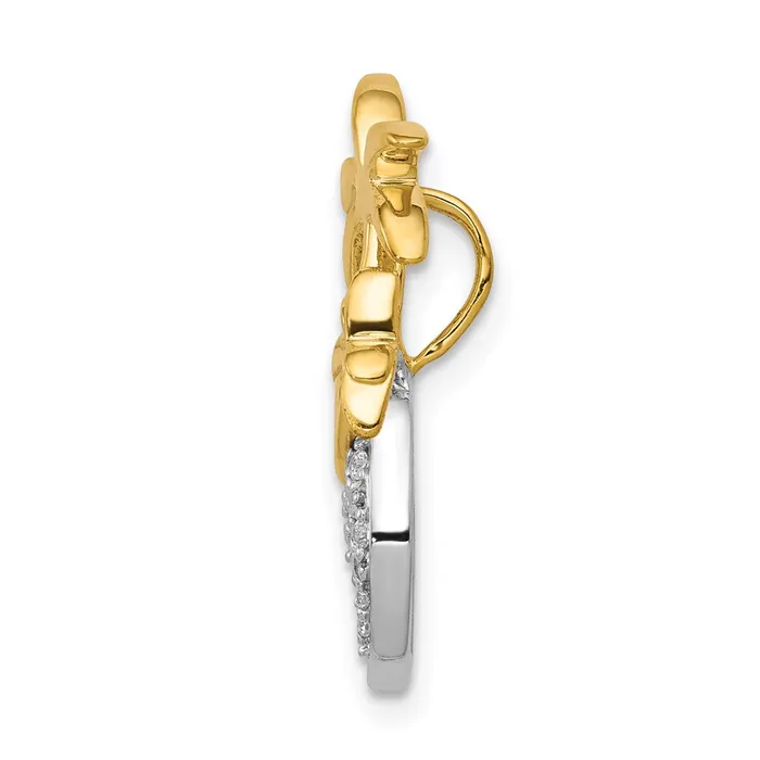 Rings Goldia 14k TwoTone Gold Real Diamond Double Palm Tree and Wave Chain Slide