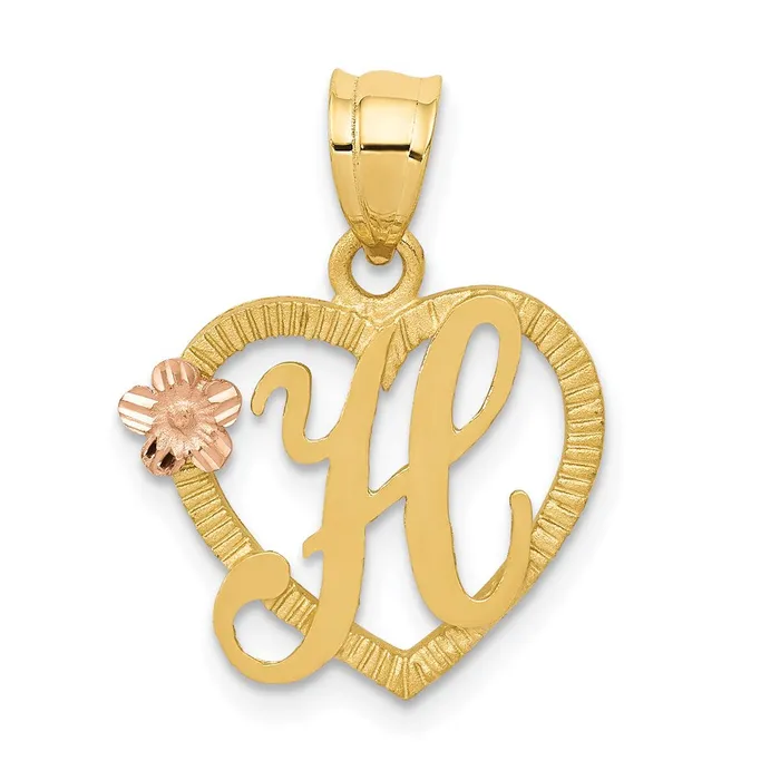 Rings Goldia 14k Twotone Gold Twotone Gold Heart Letter H Initial Pendant