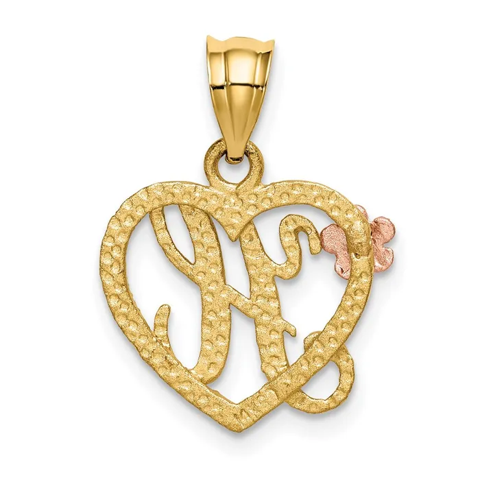 Rings Goldia 14k Twotone Gold Twotone Gold Heart Letter H Initial Pendant
