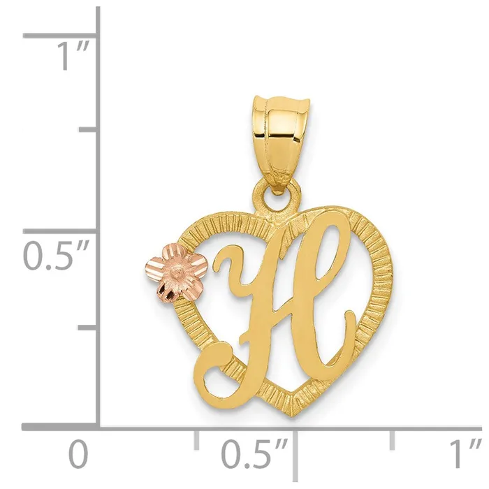 Rings Goldia 14k Twotone Gold Twotone Gold Heart Letter H Initial Pendant