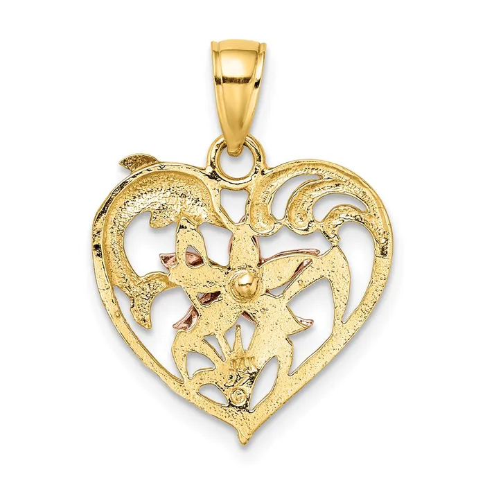 Rings Goldia 14k Twotone Gold wWhite Rhodium Dolphin and Starfish In Heart Charm