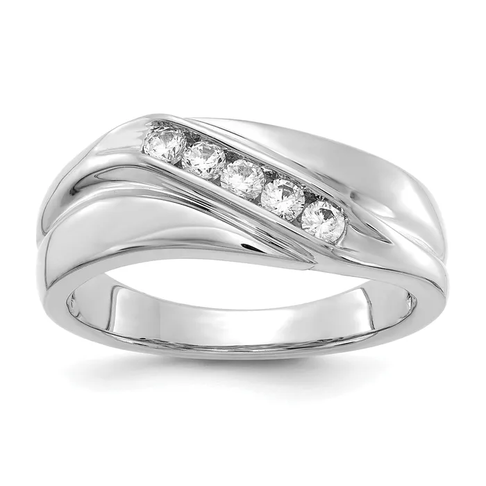 Rings Goldia 14k White Gold 13 Ct Lab Grown Diamond VSSI G Five Stone Mens Ring