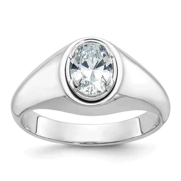 Rings Goldia 14k White Gold 1 Ct Lab Grown Diamond VSSI G Oval Mens Ring