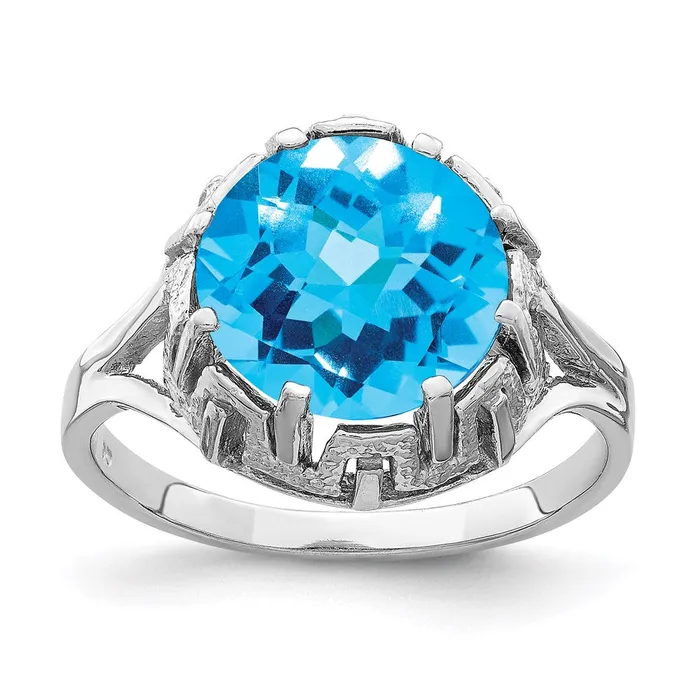 Rings Goldia 14k White Gold 10mm Blue Topaz Checker ring