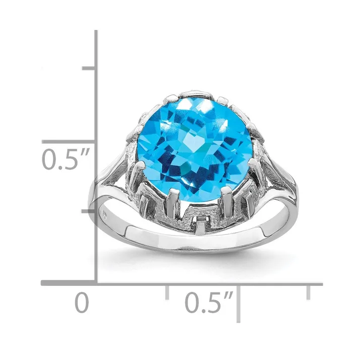 Rings Goldia 14k White Gold 10mm Blue Topaz Checker ring