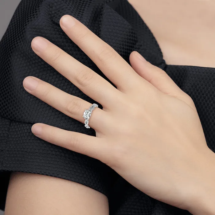 Rings Goldia 14k White Gold 38 Ct Lab Grown Diamond VSSI G 1 Ct Center Cushion Engagement Ring