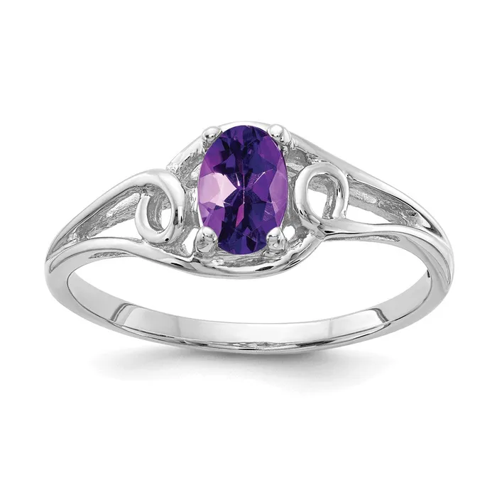 Rings Goldia 14k White Gold 6x4mm Oval Amethyst ring