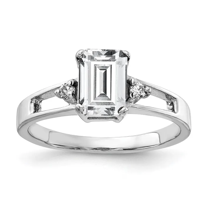 Rings Goldia 14k White Gold 7x5mm Emerald Cut Cubic Zirconia AA Diamond Ring