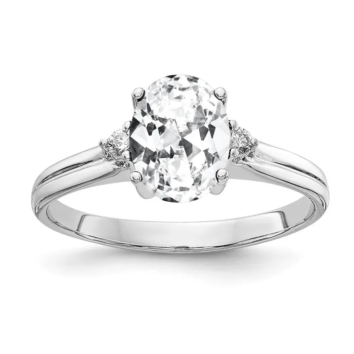Rings Goldia 14k White Gold 8x6mm Oval Cubic Zirconia AA Diamond Ring
