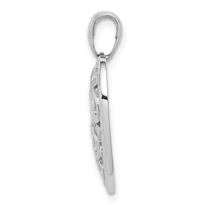 Rings Goldia 14k White Gold Diamondcut Heart Pattern On Heart Charm