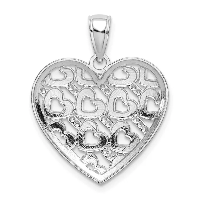 Rings Goldia 14k White Gold Diamondcut Heart Pattern On Heart Charm