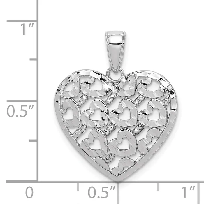 Rings Goldia 14k White Gold Diamondcut Heart Pattern On Heart Charm