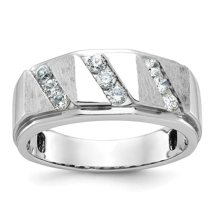 Rings Goldia 14k White Gold Mens Satin Diamond Ring Mounting