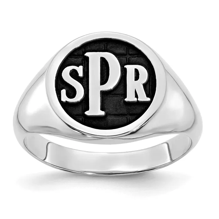 Rings Goldia 14K White Gold Polished with Antiqued Background Monogram Signet Ring Rings Goldia 14K White Gold Polished with Antiqued Background Monogram Signet Ring