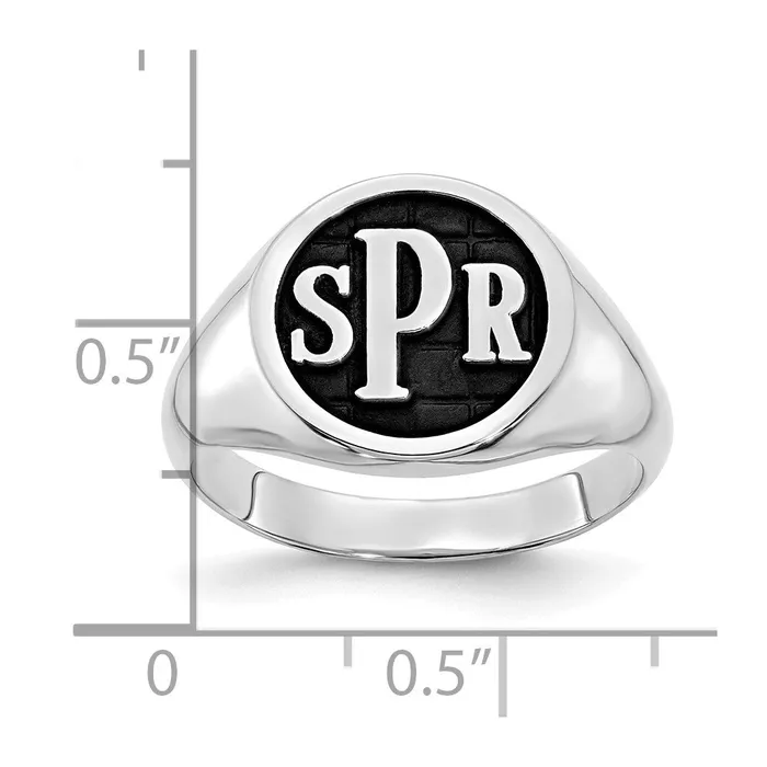 Rings Goldia 14K White Gold Polished with Antiqued Background Monogram Signet Ring