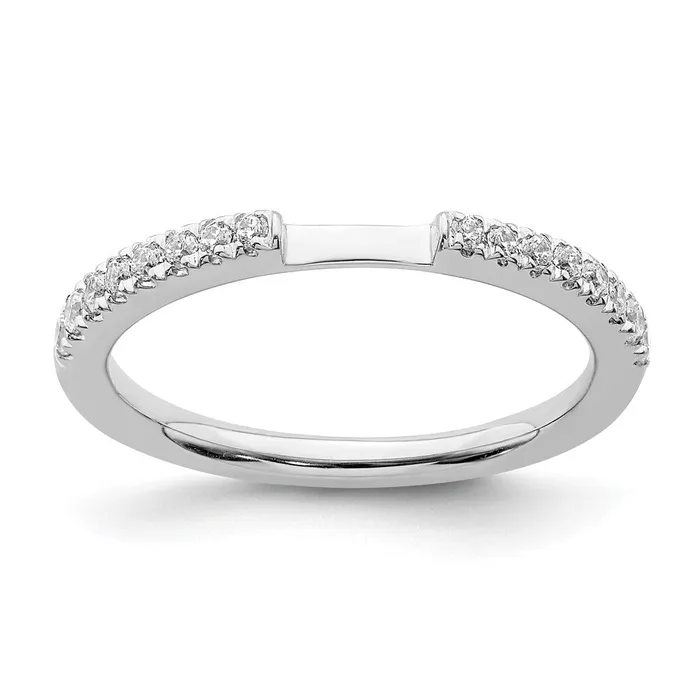 Rings Goldia 14K White Gold Real Diamond Contoured Wedding Band