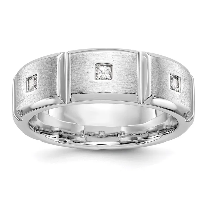 Rings Goldia 14K White Gold Real Diamond Mens Band