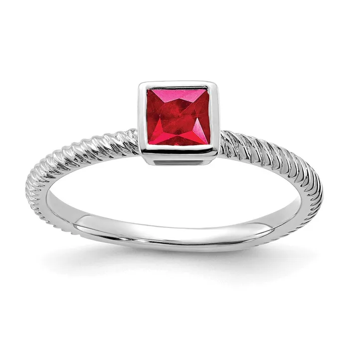 Rings Goldia 14k White Gold Square Bezel Ruby Ring
