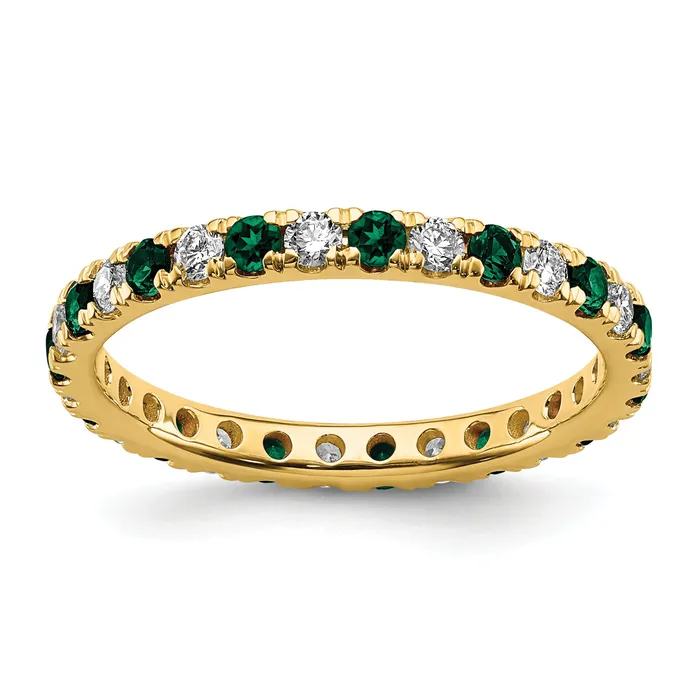 Rings Goldia 14k Yellow Gold 12 Ct Lab Grown Diamond VSSI G and Lab Created Emerald Eternity Band Ring Rings Goldia 14k Yellow Gold 12 Ct Lab Grown Diamond VSSI G and Lab Created Emerald Eternity Band Ring