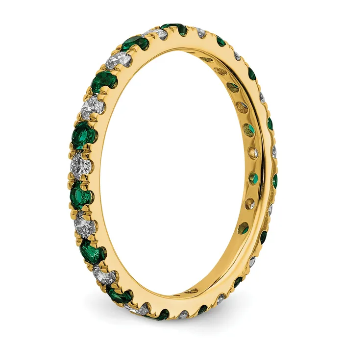 Rings Goldia 14k Yellow Gold 12 Ct Lab Grown Diamond VSSI G and Lab Created Emerald Eternity Band Ring
