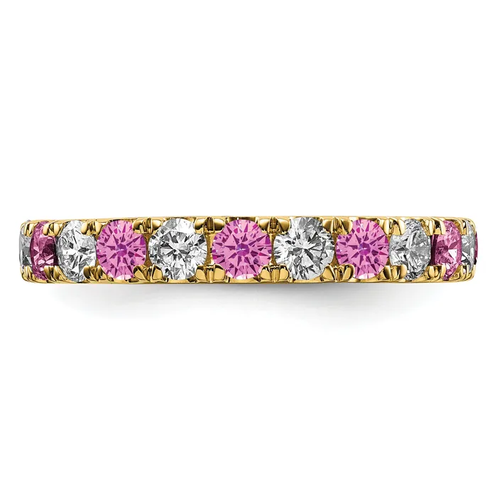 Rings Goldia 14k Yellow Gold 1 Ct Lab Grown Diamond VSSI G and Lab Created Pink Sapphire Eternity Band Ring