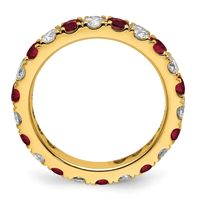 Rings Goldia 14k Yellow Gold 1 Ct Lab Grown Diamond VSSI G and Lab Created Ruby Eternity Band Ring