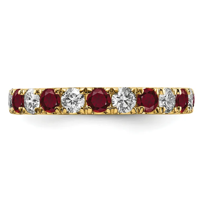 Rings Goldia 14k Yellow Gold 1 Ct Lab Grown Diamond VSSI G and Lab Created Ruby Eternity Band Ring
