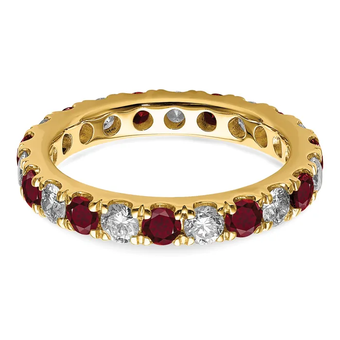 Rings Goldia 14k Yellow Gold 1 Ct Lab Grown Diamond VSSI G and Lab Created Ruby Eternity Band Ring