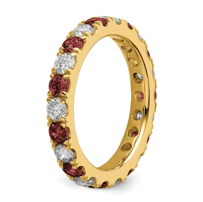 Rings Goldia 14k Yellow Gold 1 Ct Lab Grown Diamond VSSI G and Lab Created Ruby Eternity Band Ring